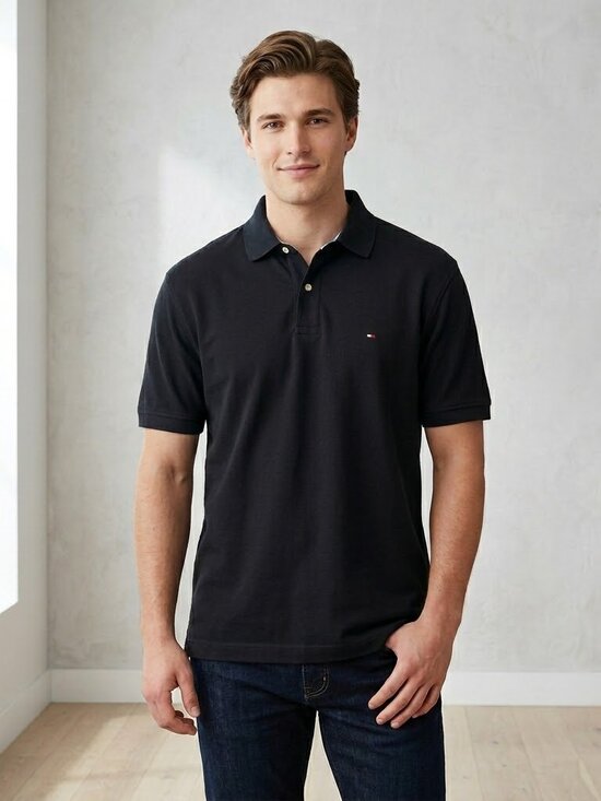 Tommy Hilfiger Other - Tommy Hilfiger Men's XL Black Short Sleeve Piqué Cotton Polo Shirt